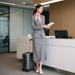 開叉中長裙職業裝西服套裝定制加領結300