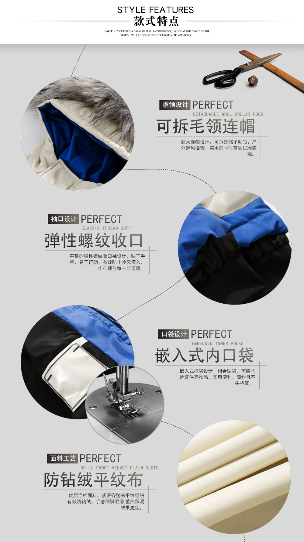 戶外毛領連帽羽絨服—款式特點